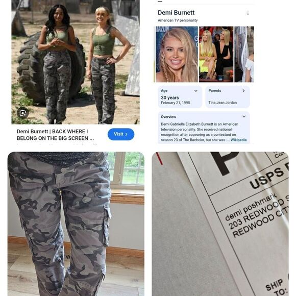 Abercrombie & Fitch TV DEMI BURNETTS Trousers Relaxed Fit Camo Pants Y2k Insta - Picture 1 of 16